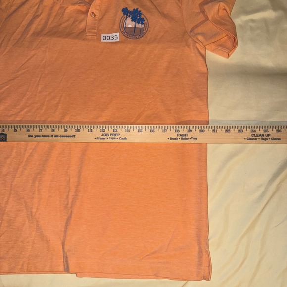 Travis Mathew Mens Large Orange Heathered Palm Tree Graphic Golf Polo Shirt - Picture 4 of 5